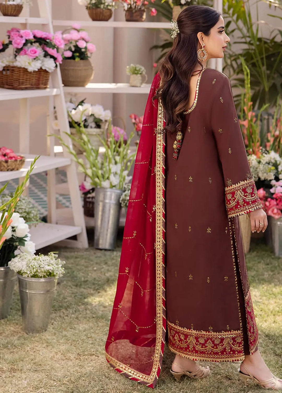 Dhanak Rang by Asim Jofa Embroidered Silk Suit Unstitched 3 Piece AJ24DR AJCF-27 - Festive Collection