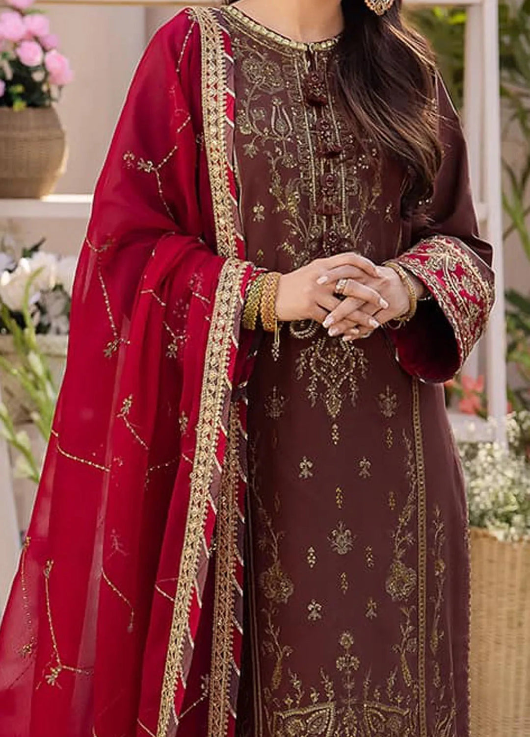 Dhanak Rang by Asim Jofa Embroidered Silk Suit Unstitched 3 Piece AJ24DR AJCF-27 - Festive Collection