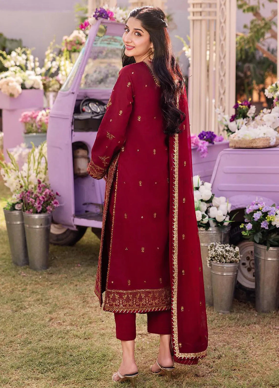 Dhanak Rang by Asim Jofa Embroidered Silk Suit Unstitched 3 Piece AJ24DR AJCF-28 - Festive Collection