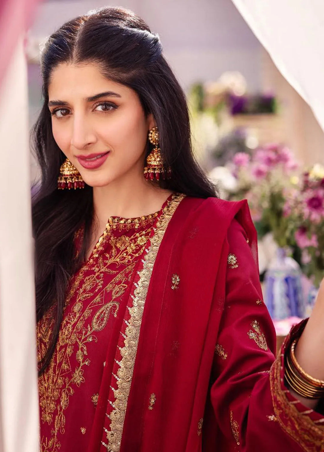 Dhanak Rang by Asim Jofa Embroidered Silk Suit Unstitched 3 Piece AJ24DR AJCF-28 - Festive Collection