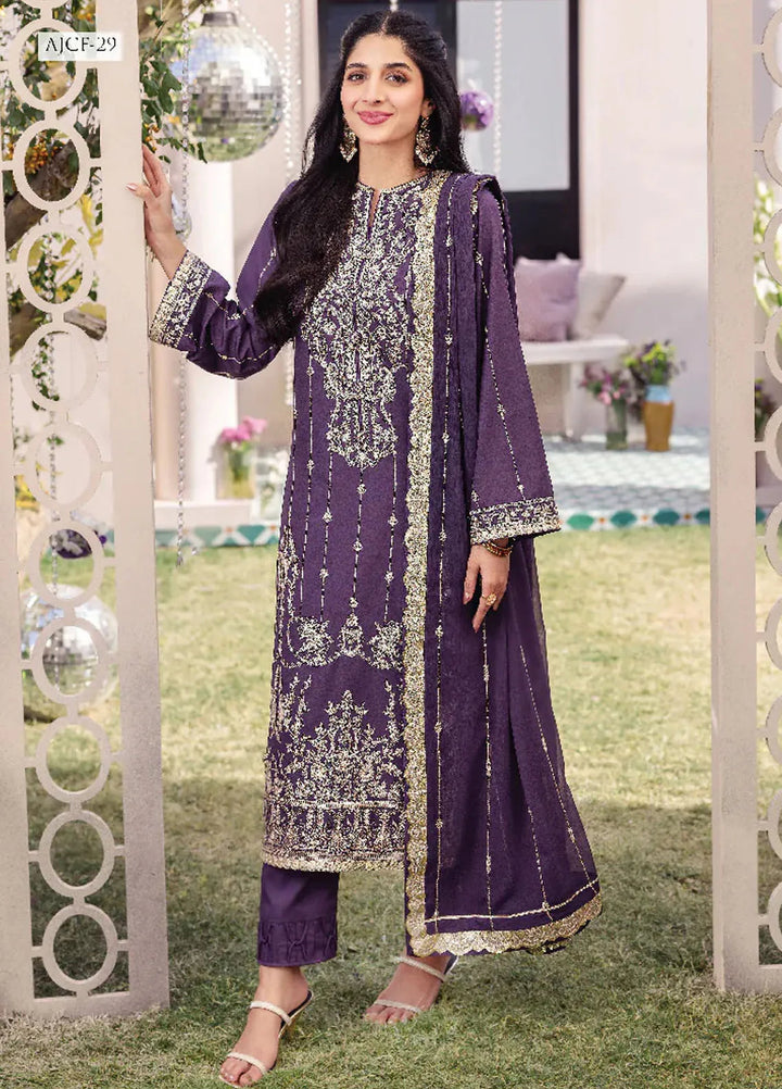 Dhanak Rang by Asim Jofa Embroidered Silk Suit Unstitched 3 Piece AJ24DR AJCF-29 - Festive Collection