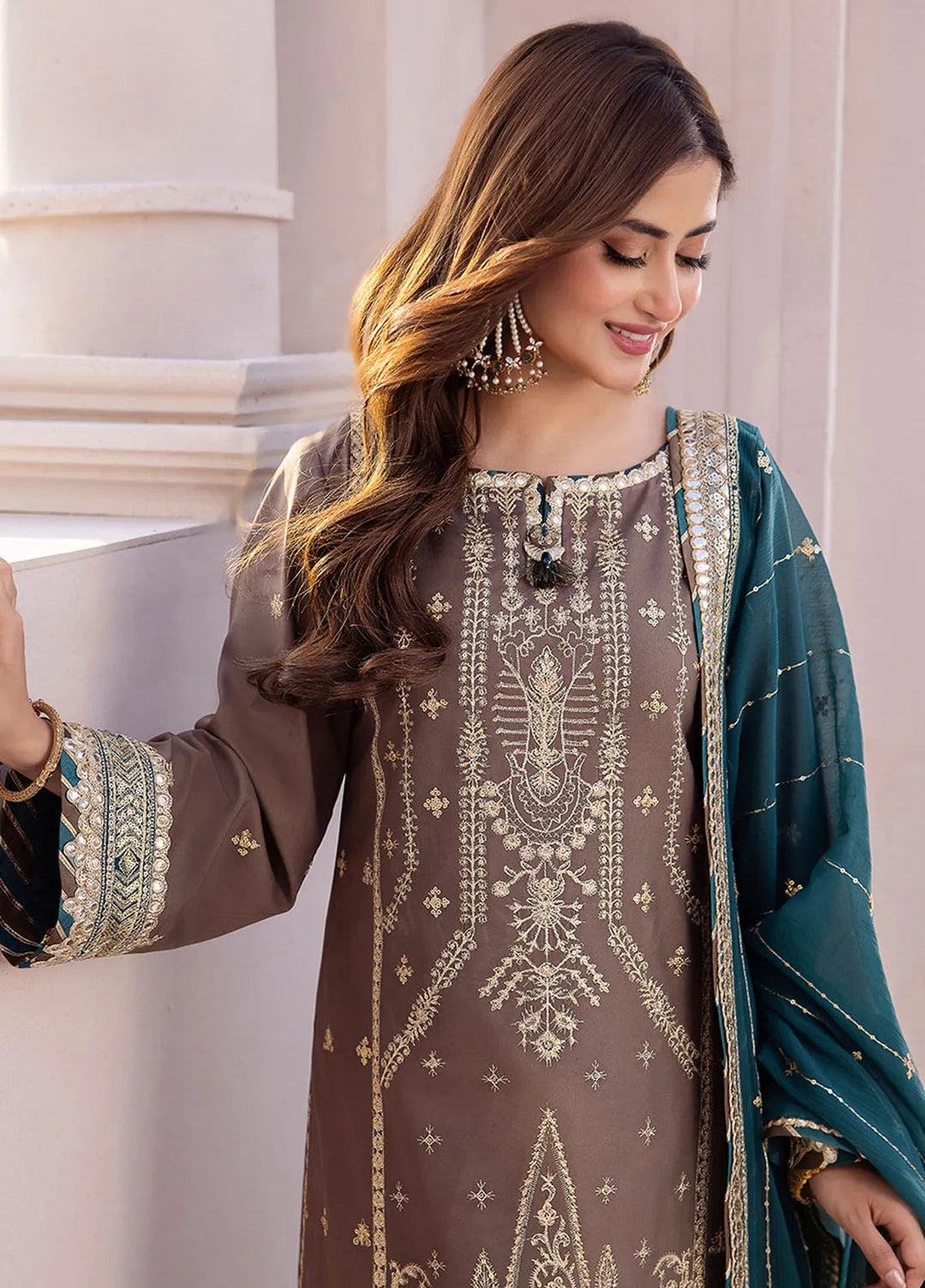 Dhanak Rang by Asim Jofa Embroidered Silk Suit Unstitched 3 Piece AJ24DR AJCF-30 - Festive Collection