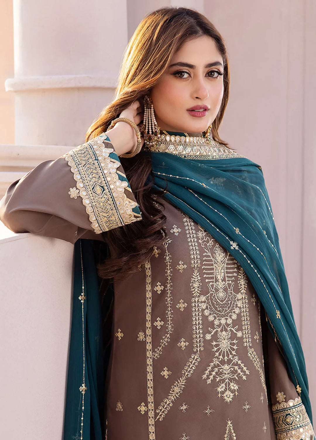 Dhanak Rang by Asim Jofa Embroidered Silk Suit Unstitched 3 Piece AJ24DR AJCF-30 - Festive Collection