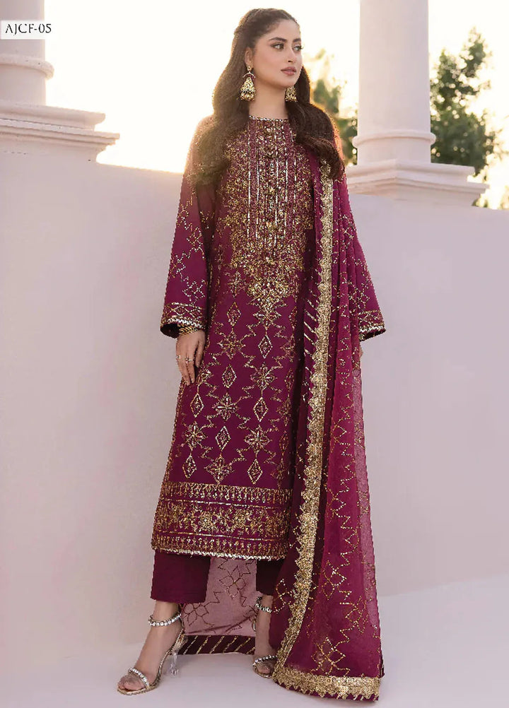 Dhanak Rang by Asim Jofa Embroidered Silk Unstitched Suit 3 Piece AJ24DR AJCF-05 - Festive Collection