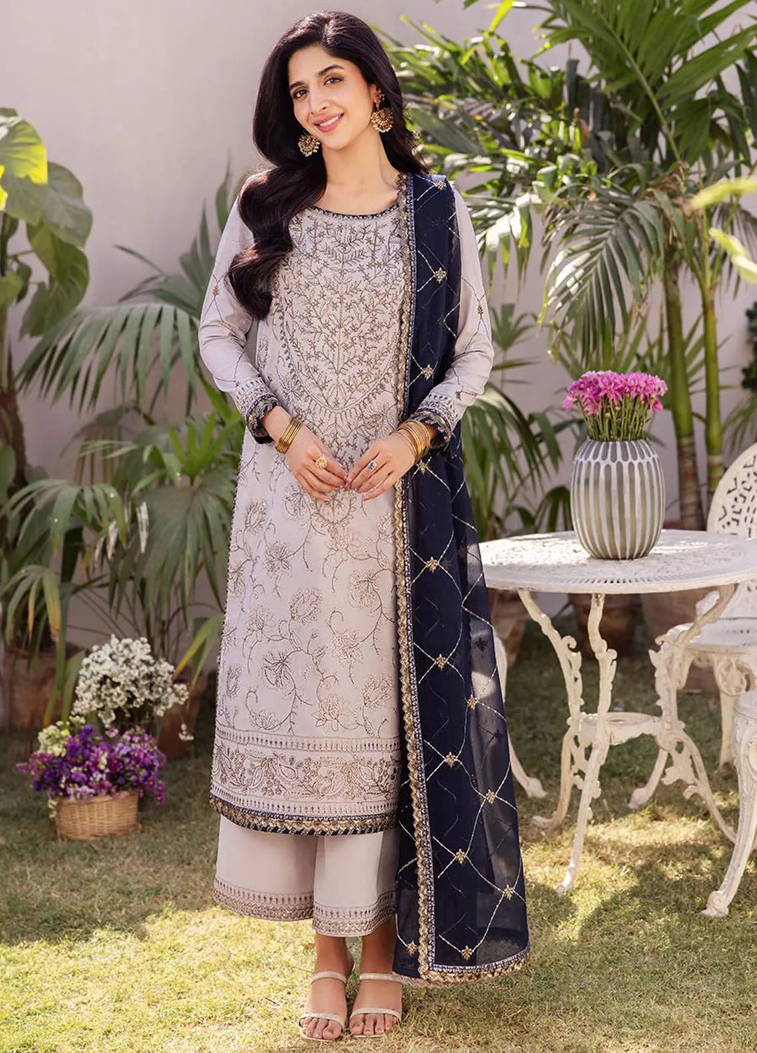Dhanak Rang by Asim Jofa Embroidered Silk Unstitched Suit 3 Piece AJ24DR AJCF-13 - Festive Collection