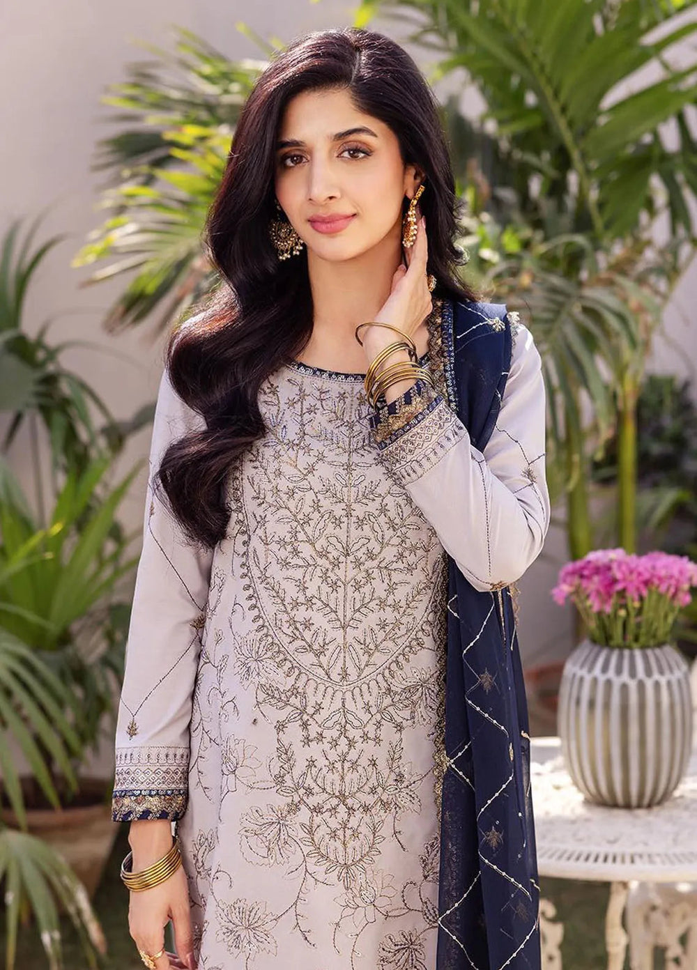 Dhanak Rang by Asim Jofa Embroidered Silk Unstitched Suit 3 Piece AJ24DR AJCF-13 - Festive Collection