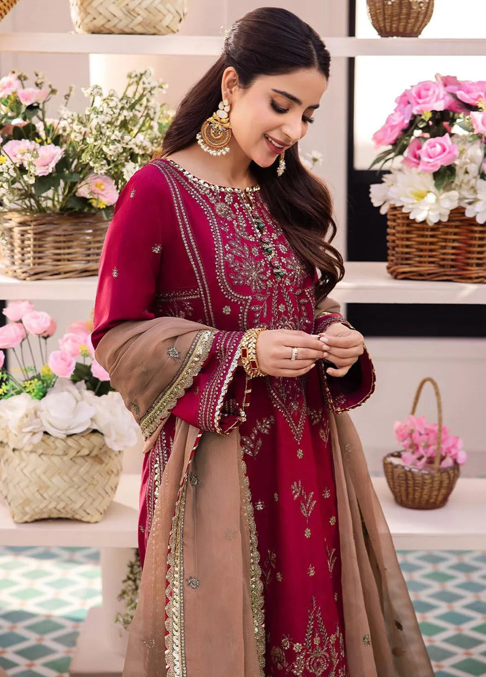Dhanak Rang by Asim Jofa Embroidered Silk Unstitched Suit 3 Piece AJ24DR AJCF-20 - Festive Collection