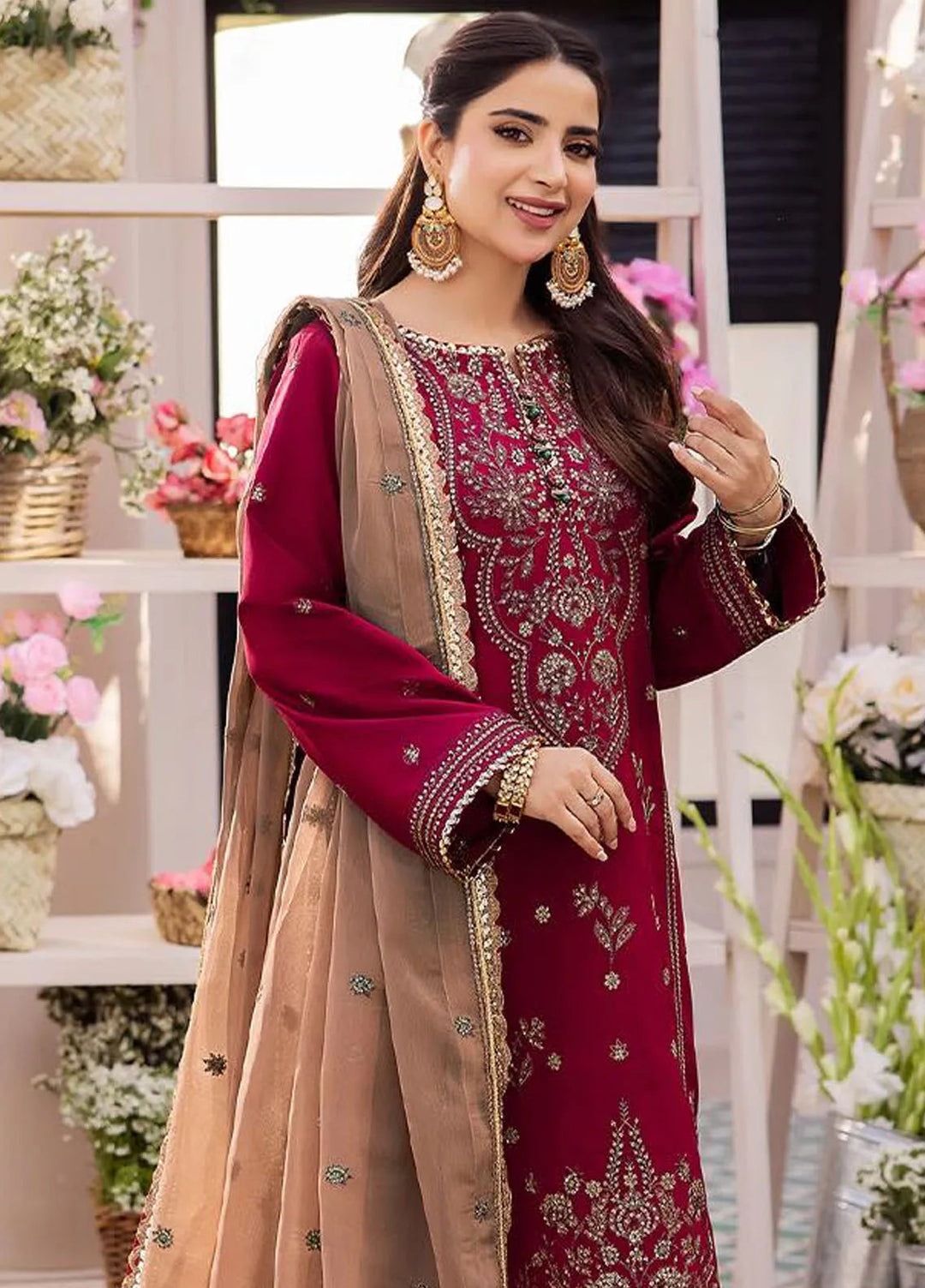 Dhanak Rang by Asim Jofa Embroidered Silk Unstitched Suit 3 Piece AJ24DR AJCF-20 - Festive Collection
