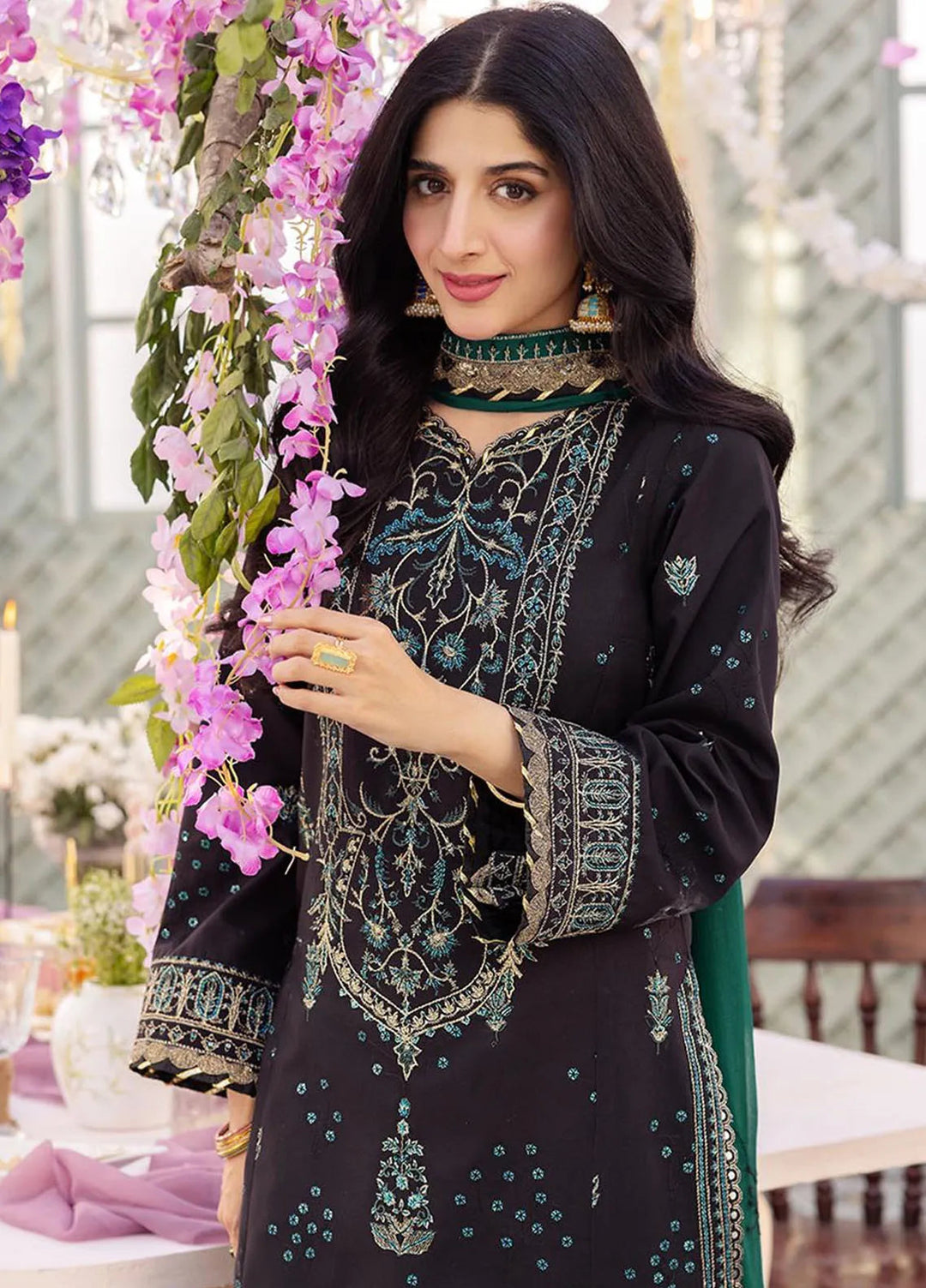 Dhanak Rang by Asim Jofa Embroidered Silk Unstitched Suit 3 Piece AJ24DR AJCF-21 - Festive Collection