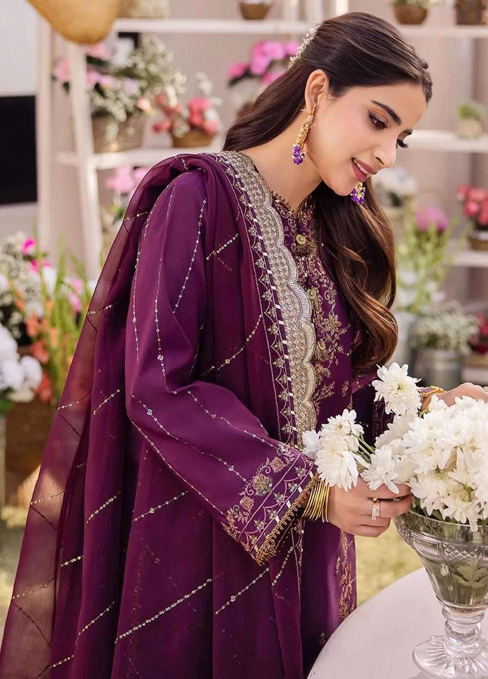 Dhanak Rang by Asim Jofa Embroidered Silk Unstitched Suit 3 Piece AJ24DR AJCF-22 - Festive Collection
