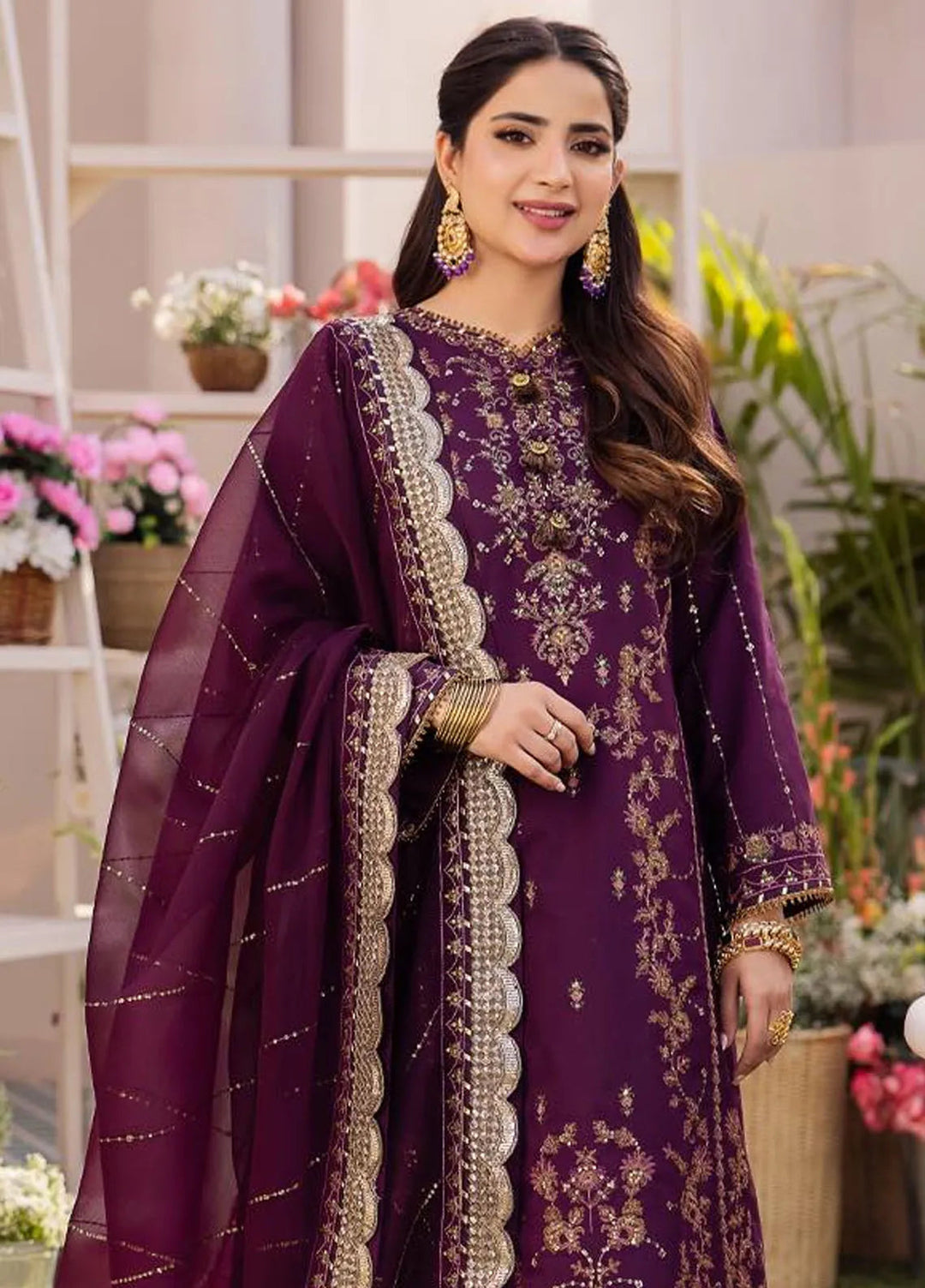 Dhanak Rang by Asim Jofa Embroidered Silk Unstitched Suit 3 Piece AJ24DR AJCF-22 - Festive Collection