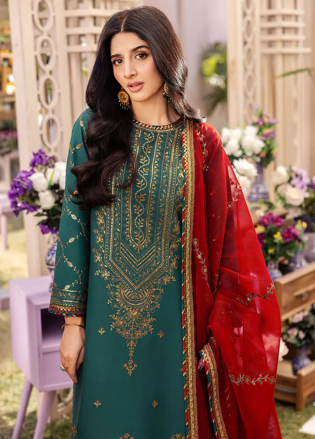 Dhanak Rang by Asim Jofa Embroidered Silk Unstitched Suit 3 Piece AJ24DR AJCF-23 - Festive Collection