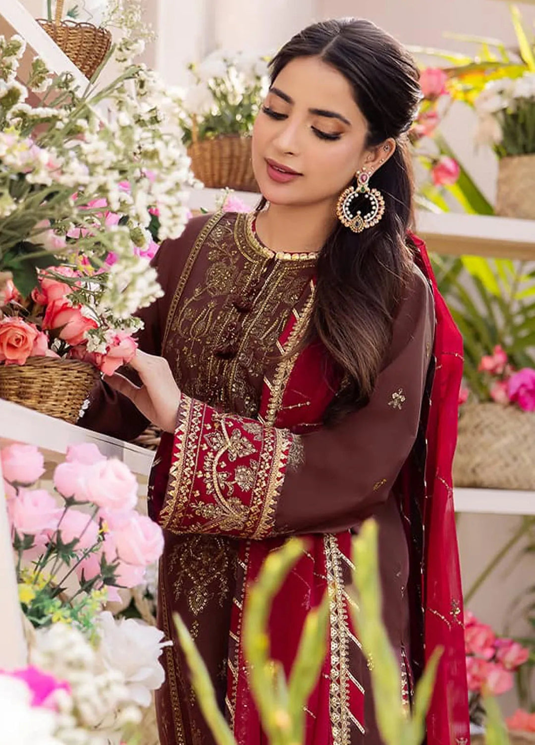 Dhanak Rang by Asim Jofa Embroidered Silk Unstitched Suit 3 Piece AJ24DR AJCF-27 - Festive Collection