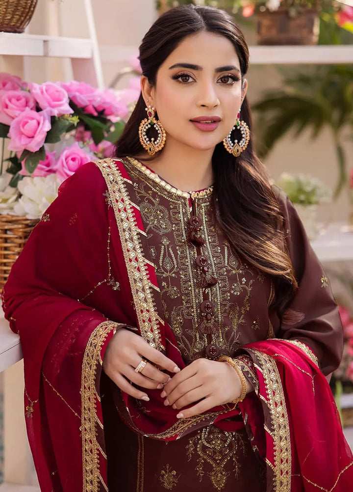 Dhanak Rang by Asim Jofa Embroidered Silk Unstitched Suit 3 Piece AJ24DR AJCF-27 - Festive Collection
