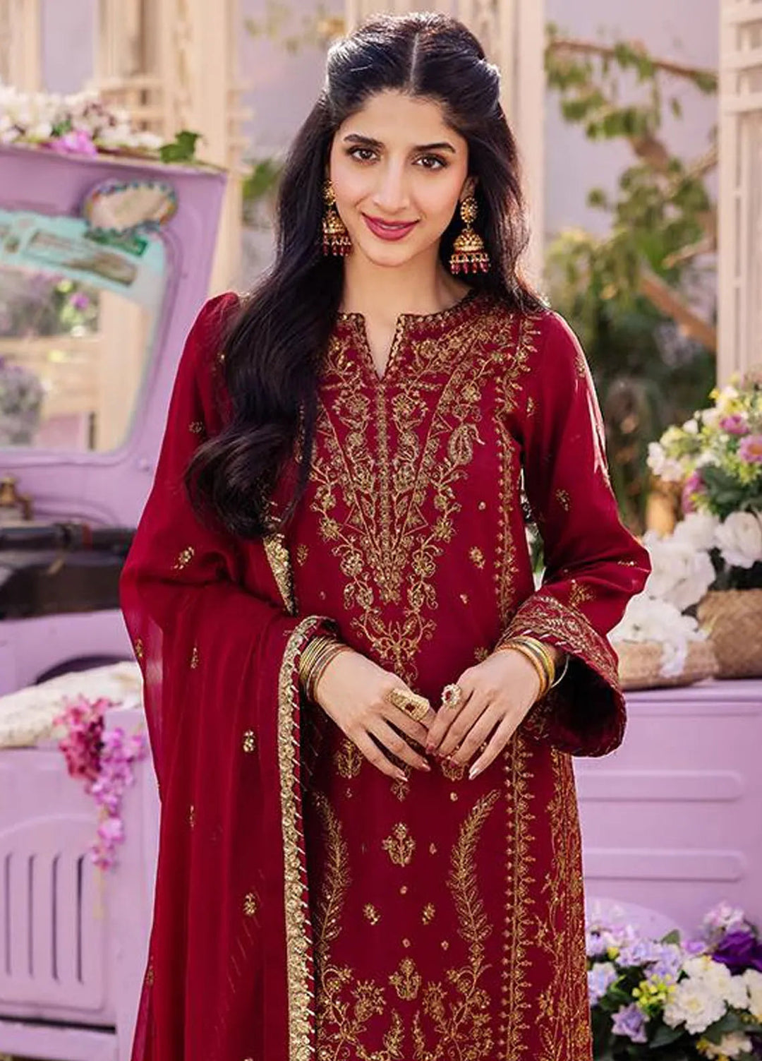 Dhanak Rang by Asim Jofa Embroidered Silk Unstitched Suit 3 Piece AJ24DR AJCF-28 - Festive Collection