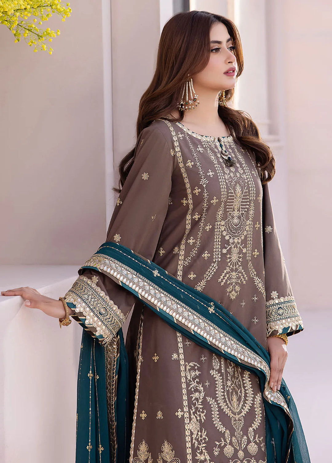 Dhanak Rang by Asim Jofa Embroidered Silk Unstitched Suit 3 Piece AJ24DR AJCF-30 - Festive Collection