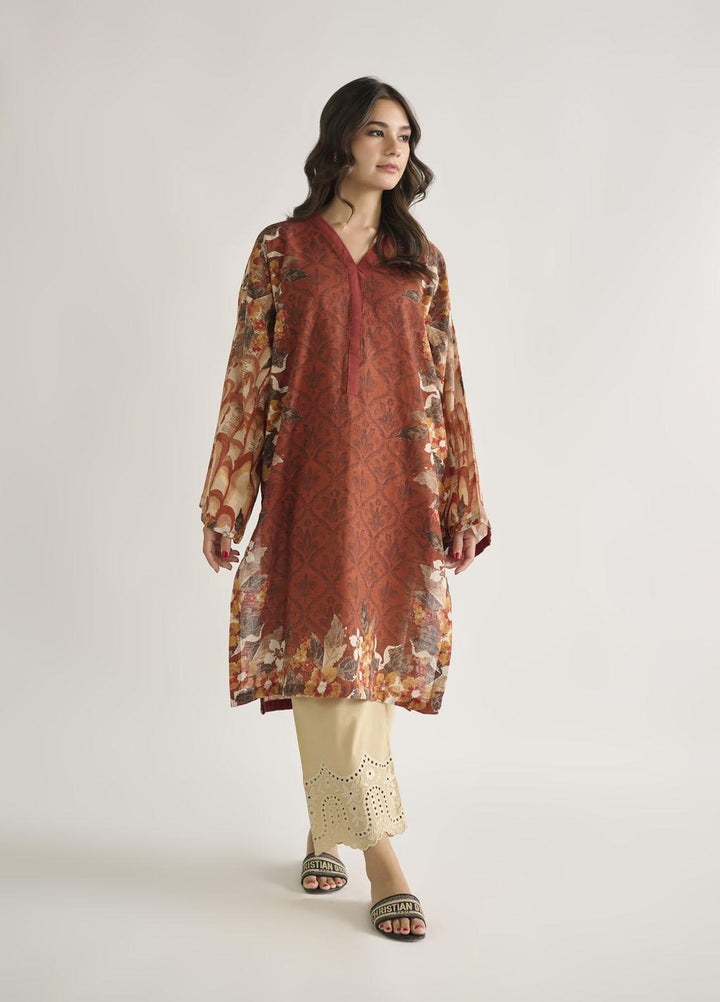 Dhanak Casual Pret  Khaddar Shirt DC-0464 ORANGE