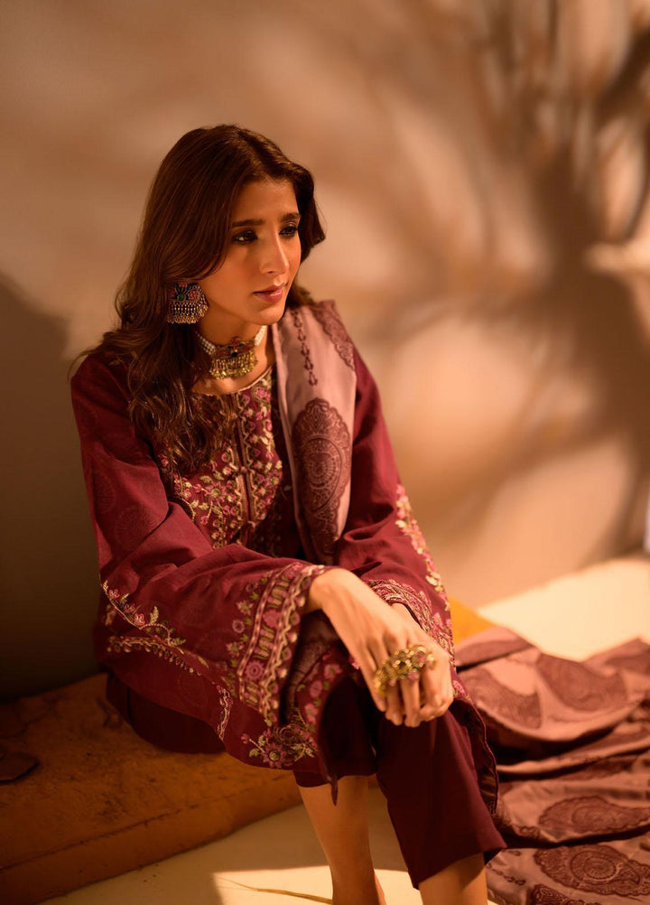 Winter Tales By Dhanak Embroidered Khaddar Suits Unstitched 3 Piece DK22WT DU-3120 PURPLE - Winter Collection