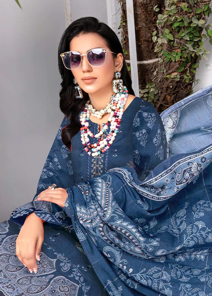 Insiya Clothing Embroidered Cambric Suits Unstitched 3 Piece INS23DK DK-01 - Winter Collection