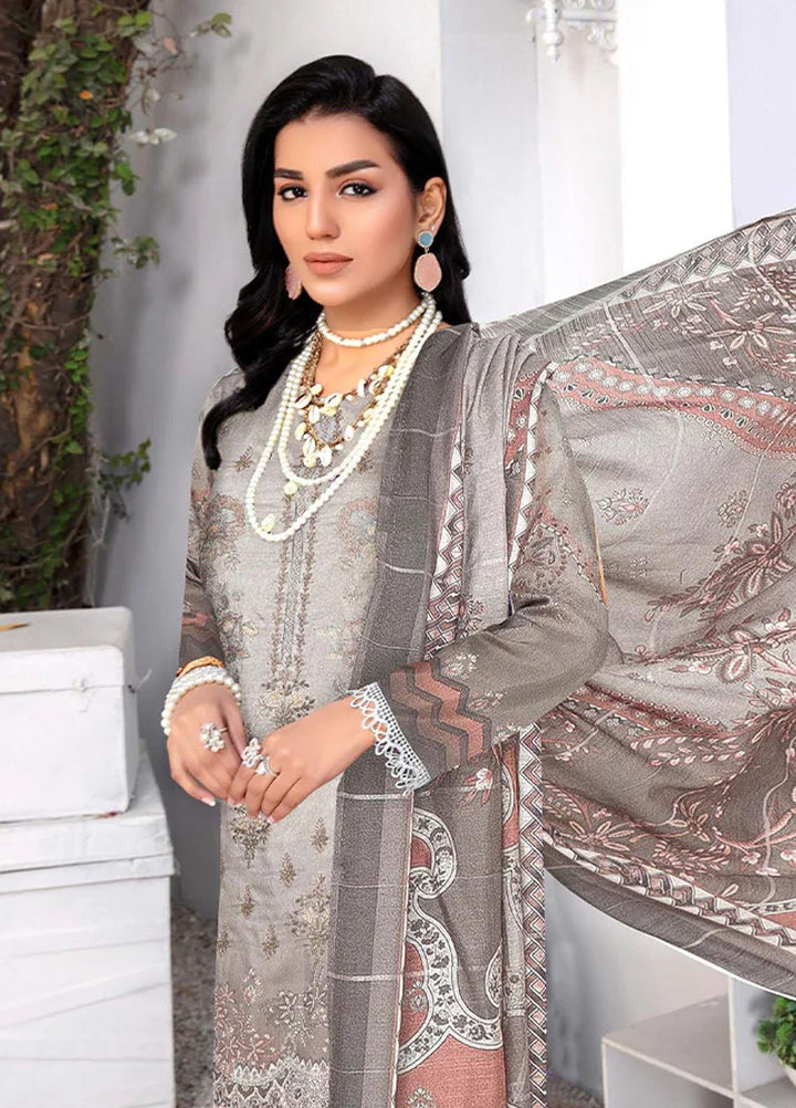 Insiya Clothing Embroidered Cambric Suits Unstitched 3 Piece INS23DK DK-02 - Winter Collection