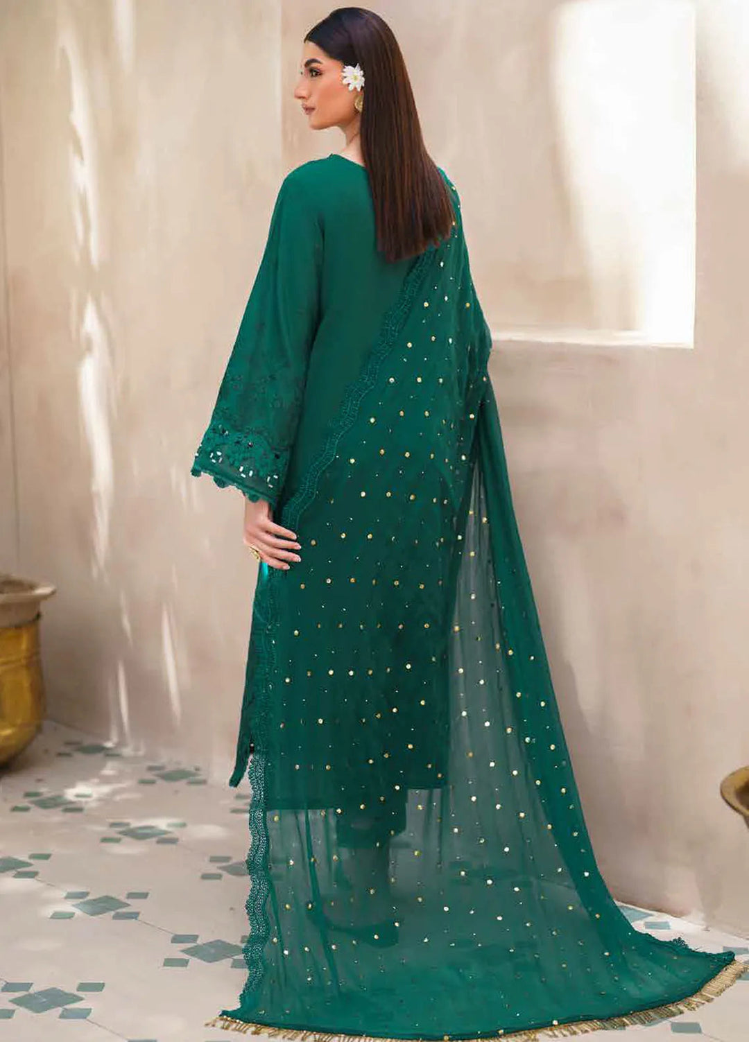 Dhoop Kinaray By Nureh Chikankari Lawn Suits Unstitched 4 Piece NU24DK NS-135 - Summer Collection