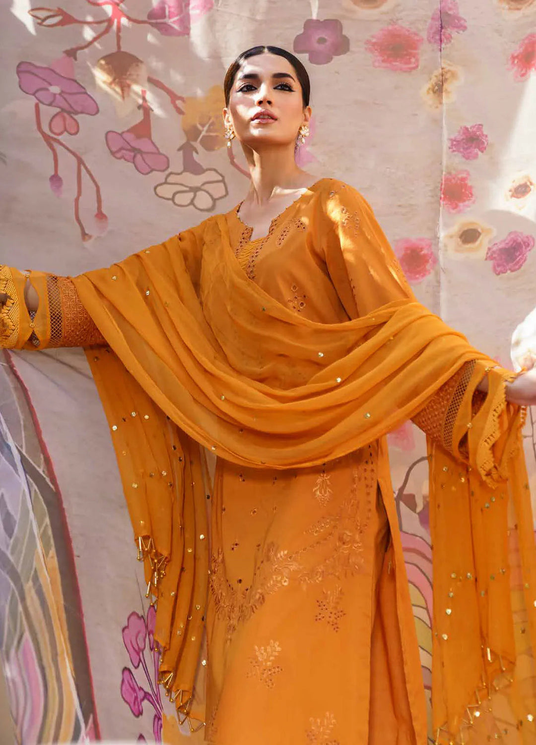 Dhoop Kinaray By Nureh Chikankari Lawn Suits Unstitched 4 Piece NU24DK NS-138 - Summer Collection