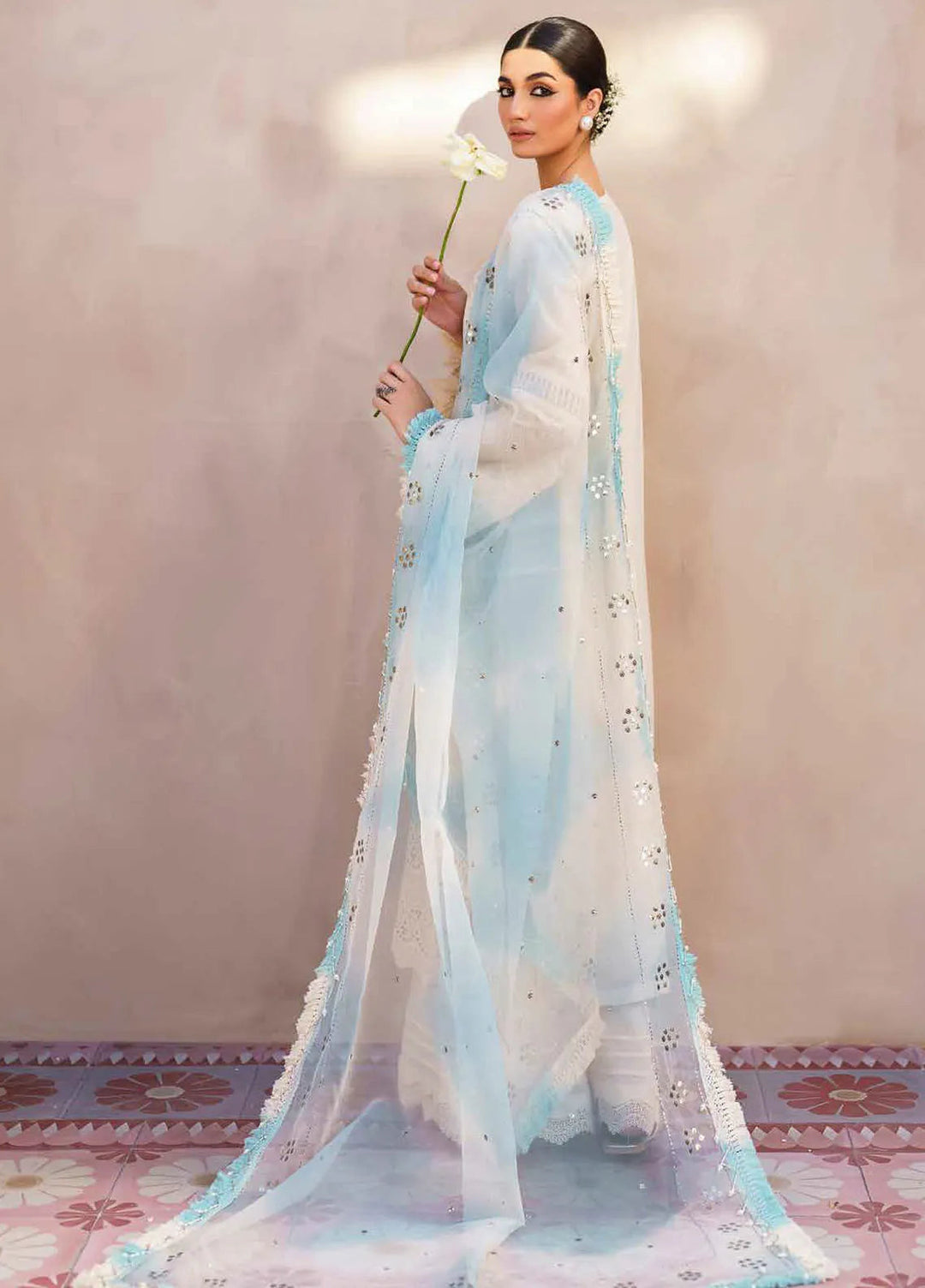 Dhoop Kinaray By Nureh Chikankari Lawn Suits Unstitched 4 Piece NU24DK NS-140 - Summer Collection