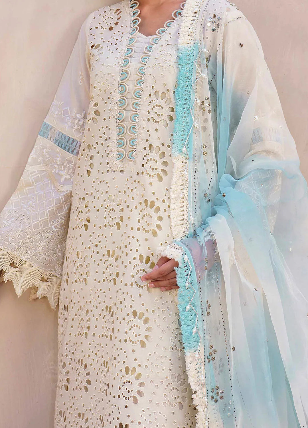 Dhoop Kinaray By Nureh Chikankari Lawn Suits Unstitched 4 Piece NU24DK NS-140 - Summer Collection