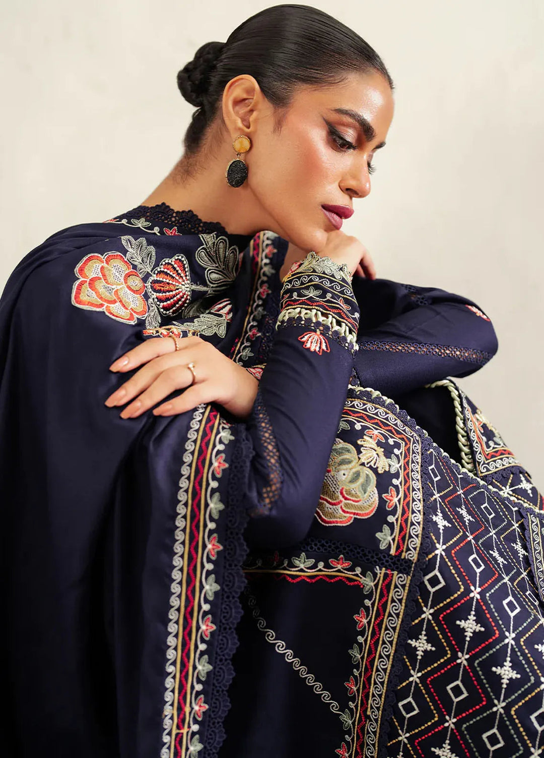 Diara By Bin Ilyas Embroidered Kotrai Suit Unstitched 3 Piece BI24DW 52-A - Winter Collection