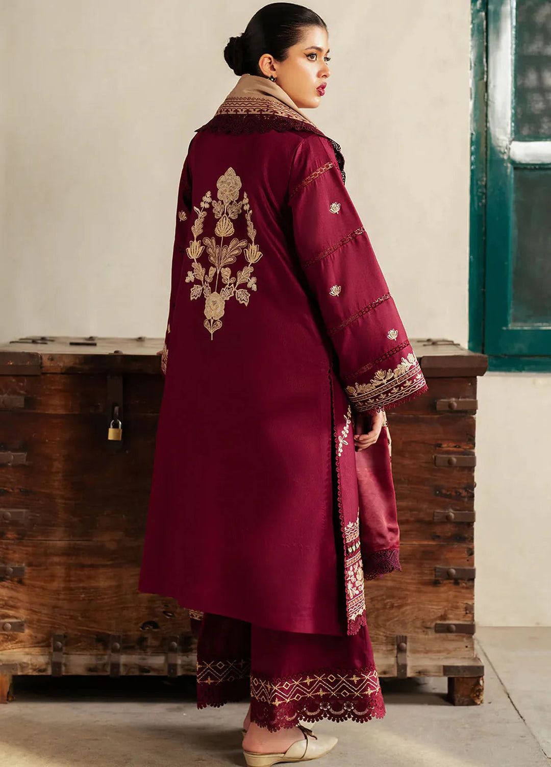 Diara By Bin Ilyas Embroidered Kotrai Suit Unstitched 3 Piece BI24DW 52-B - Winter Collection