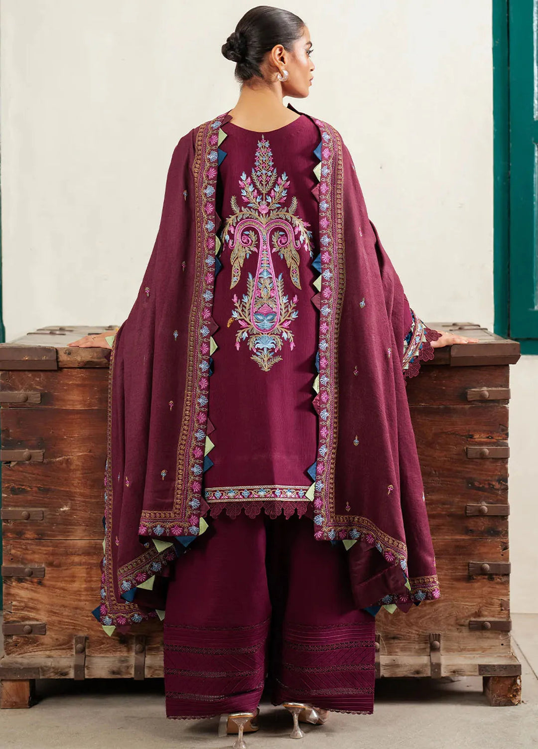 Diara By Bin Ilyas Embroidered Kotrai Suit Unstitched 3 Piece BI24DW 54-A - Winter Collection