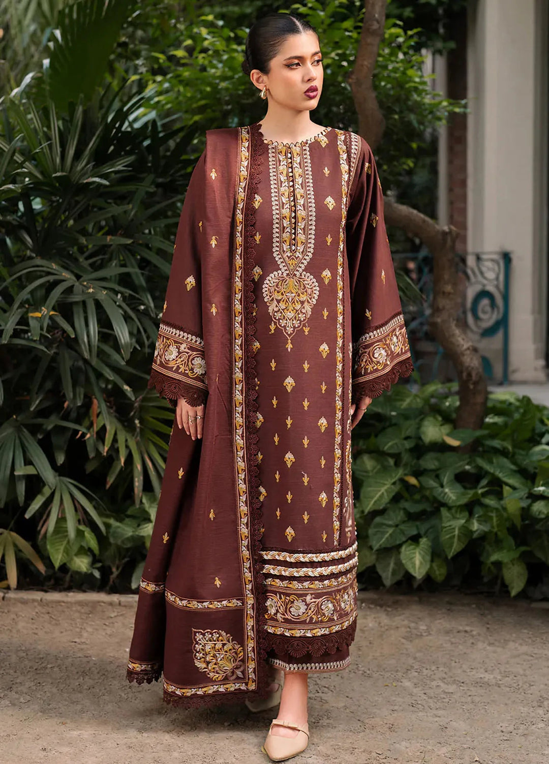 Diara By Bin Ilyas Embroidered Kotrai Suit Unstitched 3 Piece BI24DW 55-B - Winter Collection