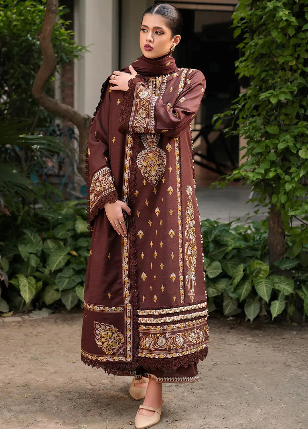 Diara By Bin Ilyas Embroidered Kotrai Suit Unstitched 3 Piece BI24DW 55-B - Winter Collection