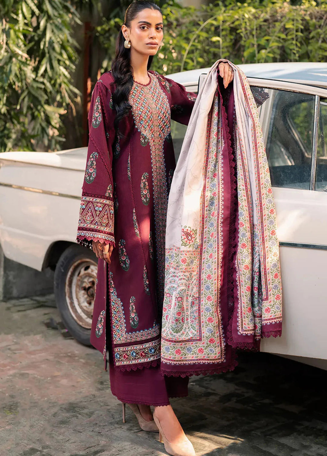 Diara By Bin Ilyas Embroidered Kotrai Suit Unstitched 3 Piece BI24DW 57-A - Winter Collection