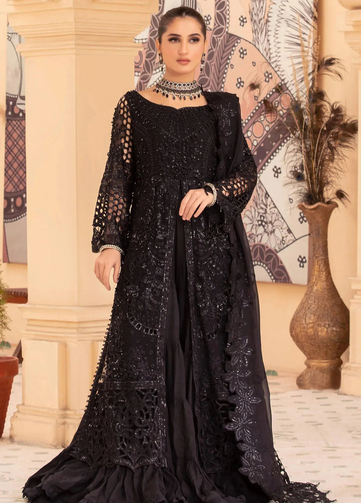 Diara Couture Pret Embroidered Chiffon 3 Piece Suit Black Noir-PSGT-01-03
