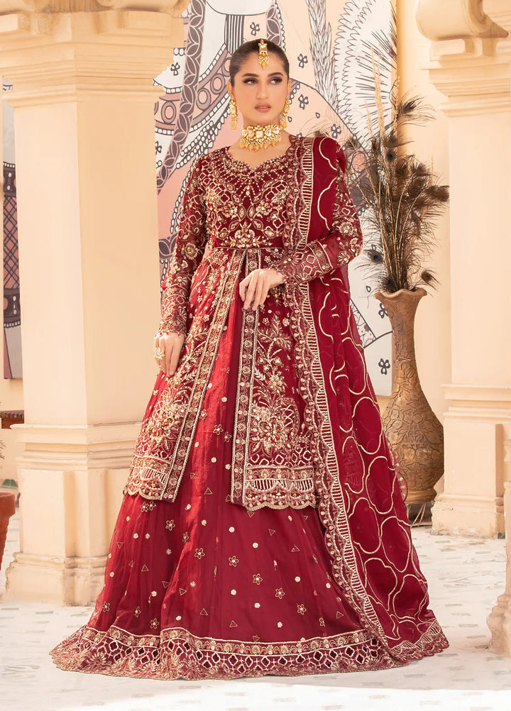 Diara Couture Pret Embroidered Chiffon 3 Piece Suit Crimson Majesty - Pssl-01-05
