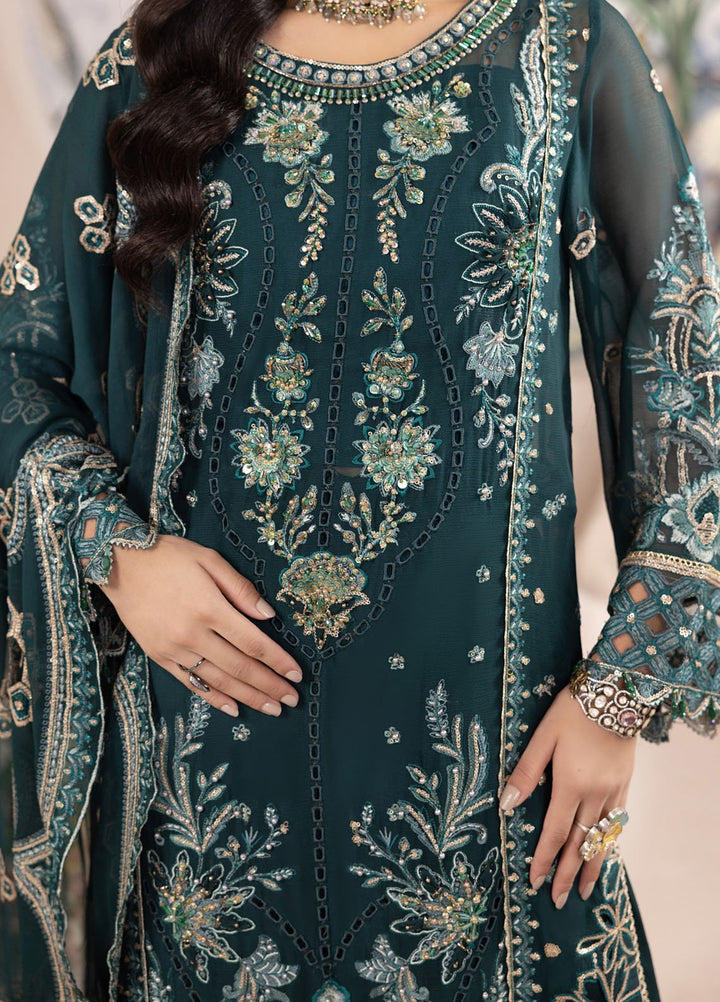 Diara Couture Pret Embroidered Sharara Organza 3 Piece Suit SF-14 Green