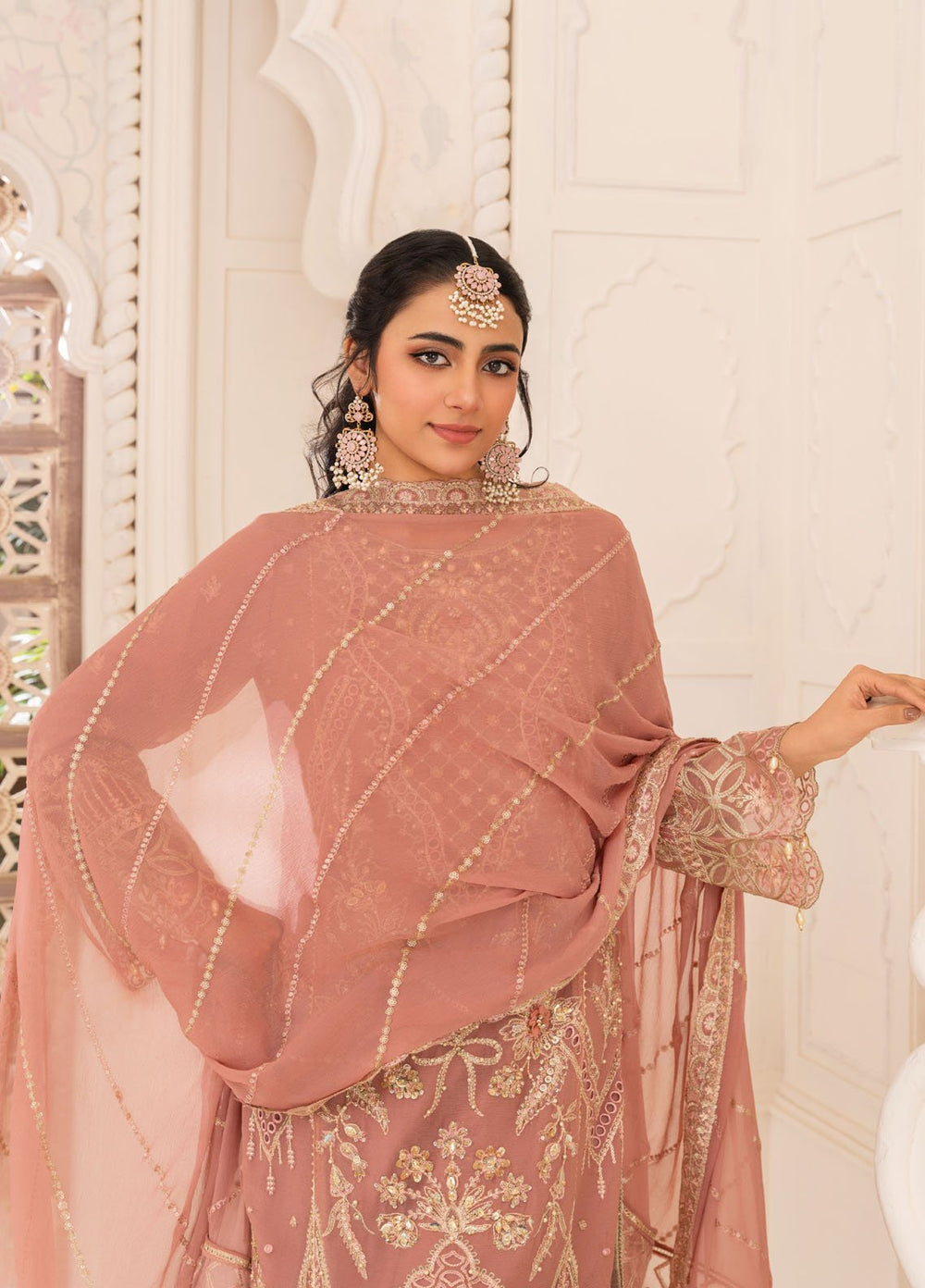 Diara Couture Pret Embroidered Sharara Organza 3 Piece Suit SF-12 Pink