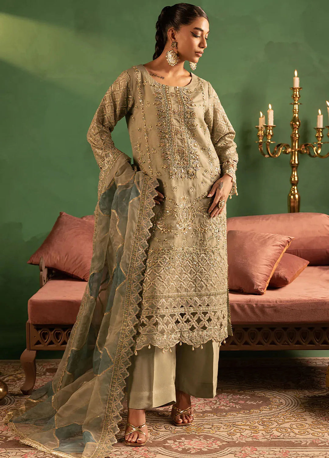 Diara Couture Pret Embroidered Organza 3 Piece Suit Roheen-US-644