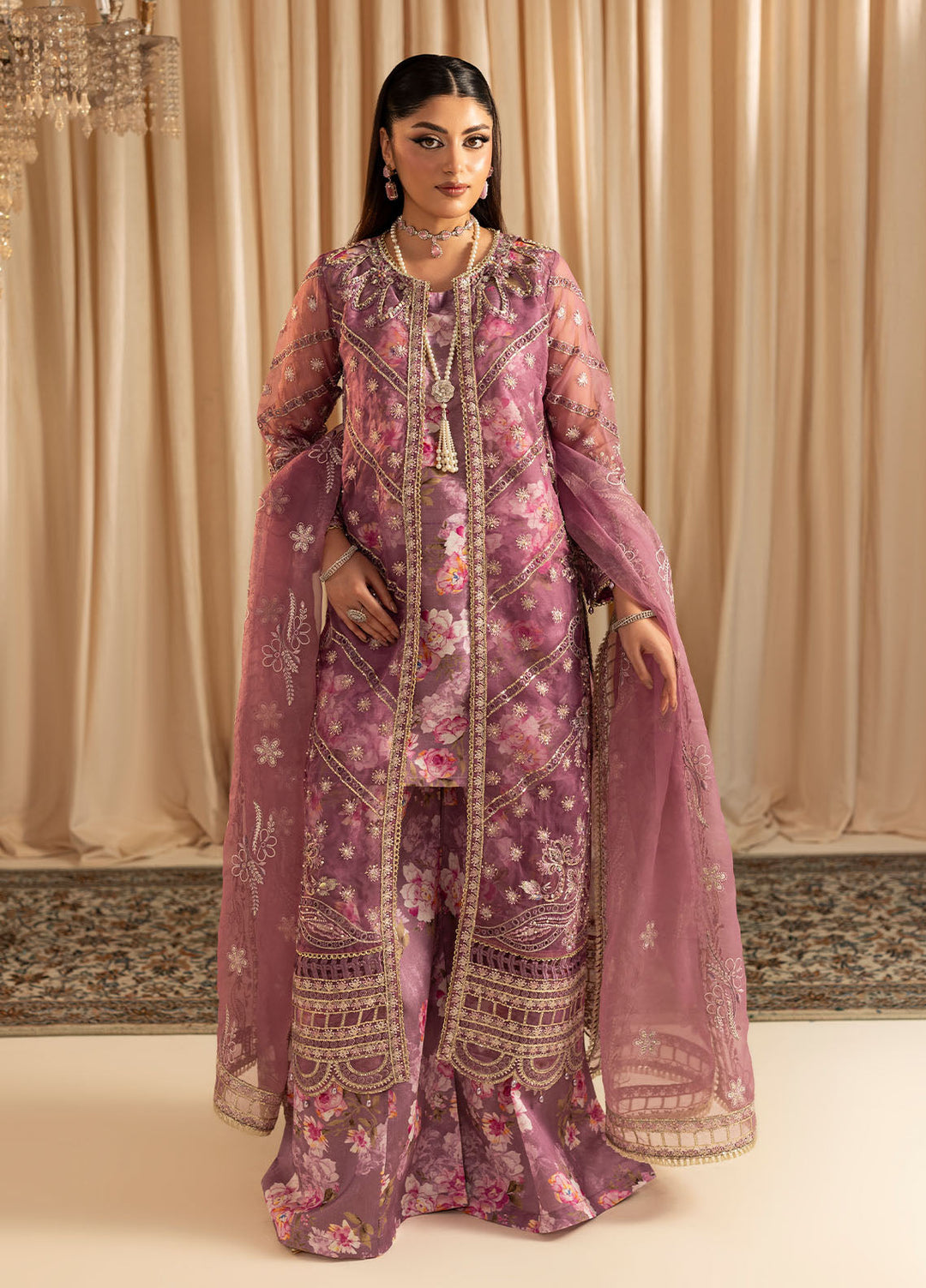 Diara Couture Pret Embroidered Organza 4 Pieces Kesari