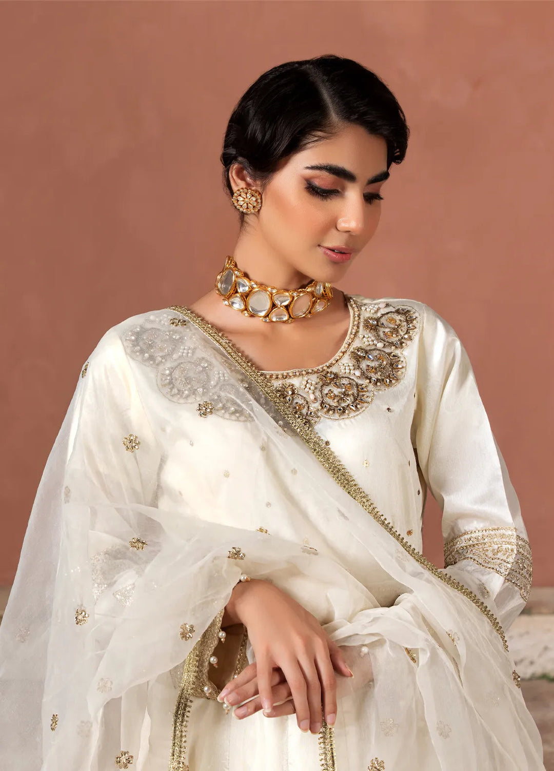 Diara Couture Pret Embroidered Raw Silk 3 Piece Suit Kehkashan - Us-596