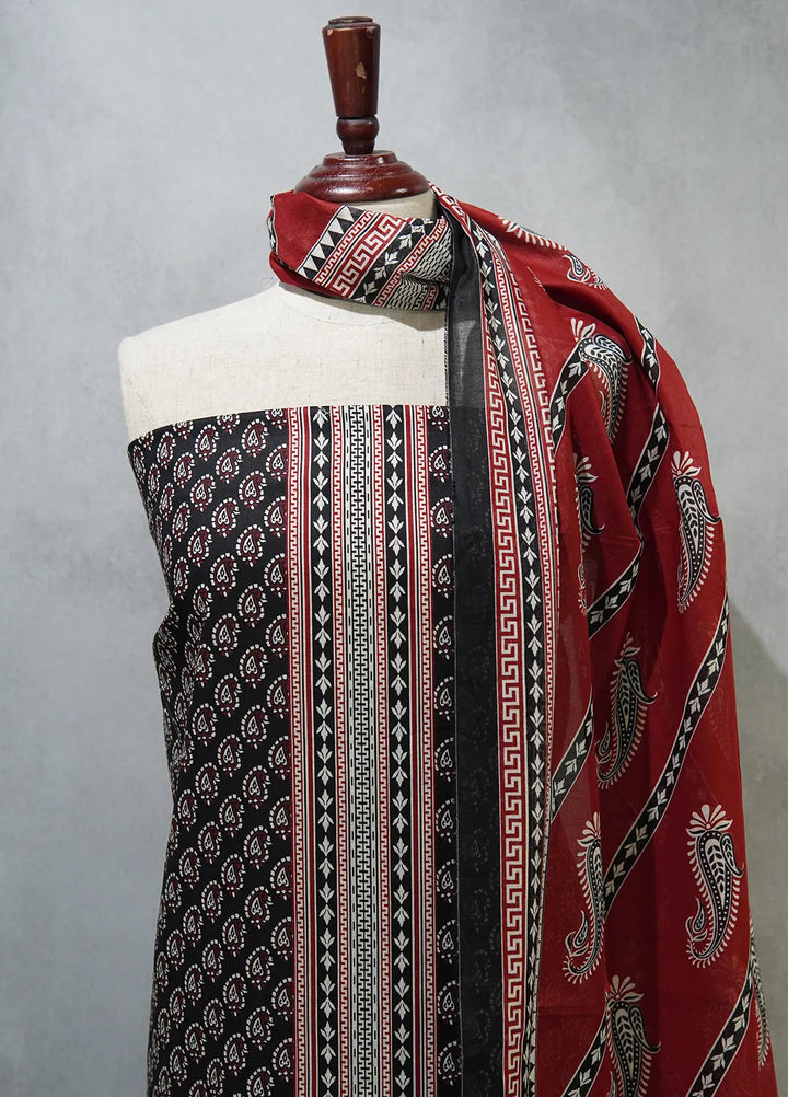 Digital Print By Bin Saeed Printed Lawn Suit Unstitched 3 Piece BN24F Black - Summer Collection