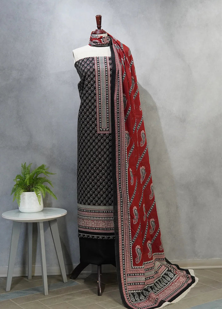 Digital Print By Bin Saeed Printed Lawn Suit Unstitched 3 Piece BN24F Black - Summer Collection