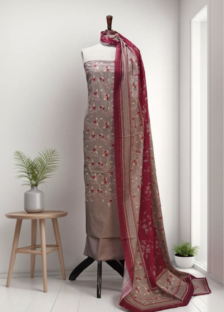 Digital Print By Bin Saeed Printed Lawn Suit Unstitched 3 Piece BN24F Brown - Summer Collection