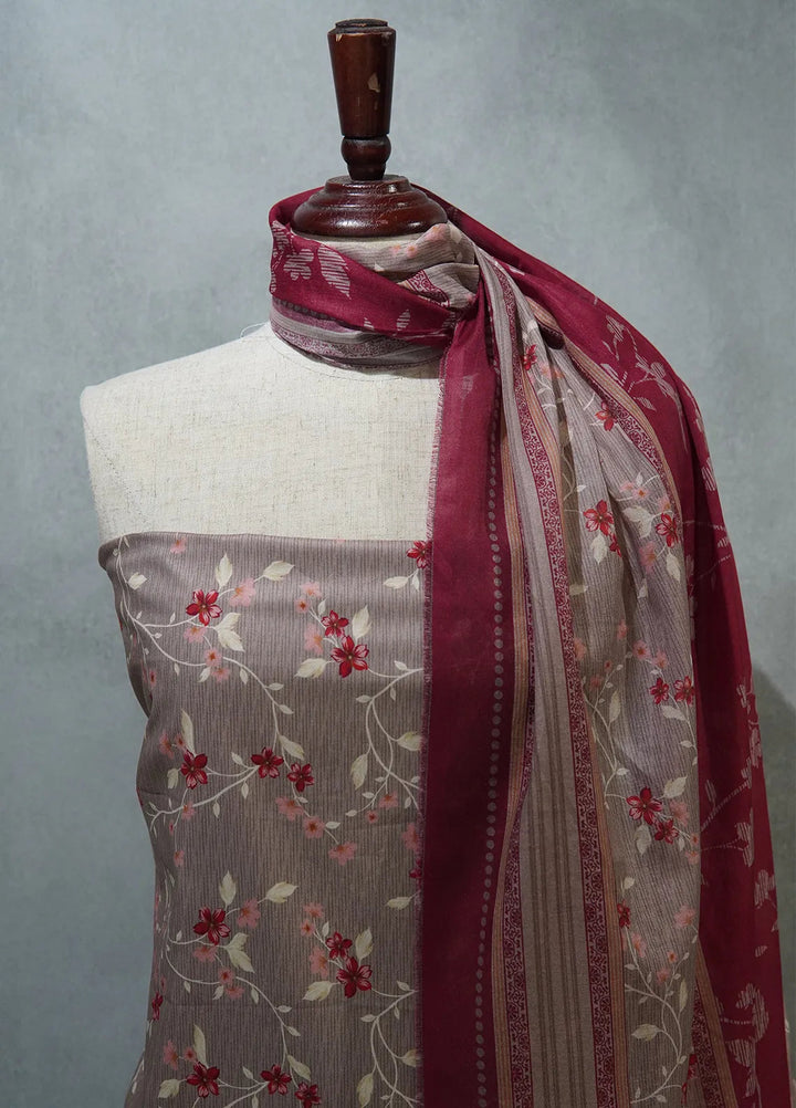 Digital Print By Bin Saeed Printed Lawn Suit Unstitched 3 Piece BN24F Brown - Summer Collection