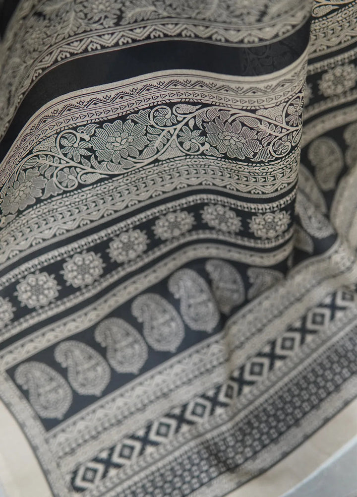 Digital Print By Bin Saeed Printed Lawn Suit Unstitched 3 Piece BN24F Gray - Summer Collection