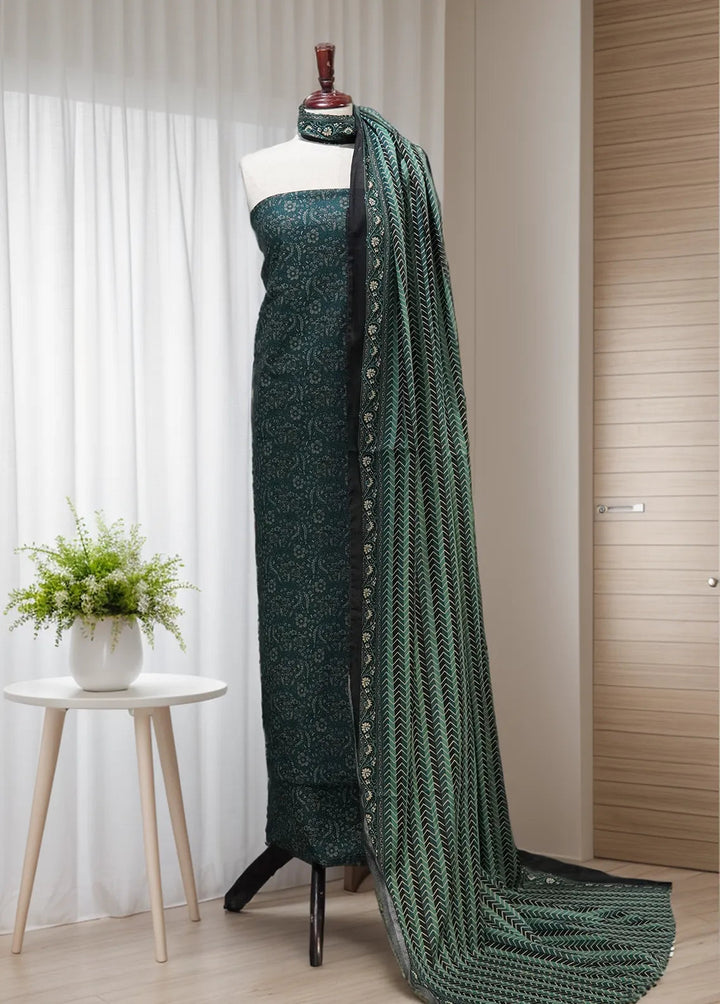 Digital Print By Bin Saeed Printed Lawn Suit Unstitched 3 Piece BN24F Green - Summer Collection