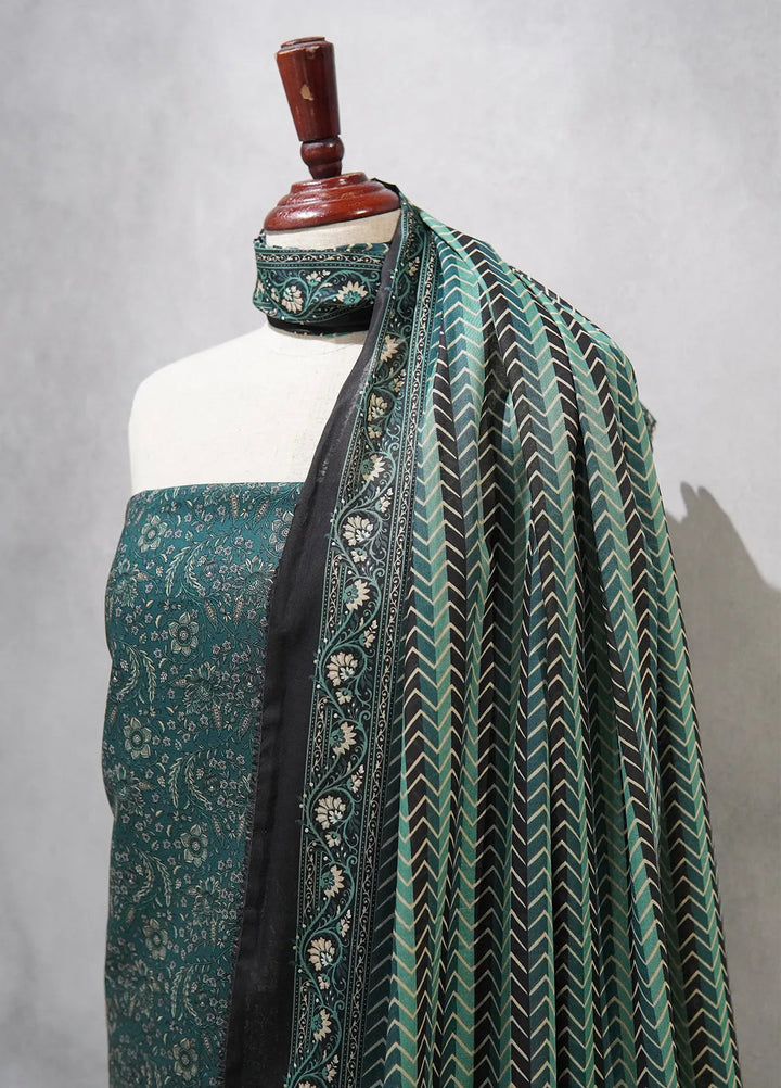 Digital Print By Bin Saeed Printed Lawn Suit Unstitched 3 Piece BN24F Green - Summer Collection