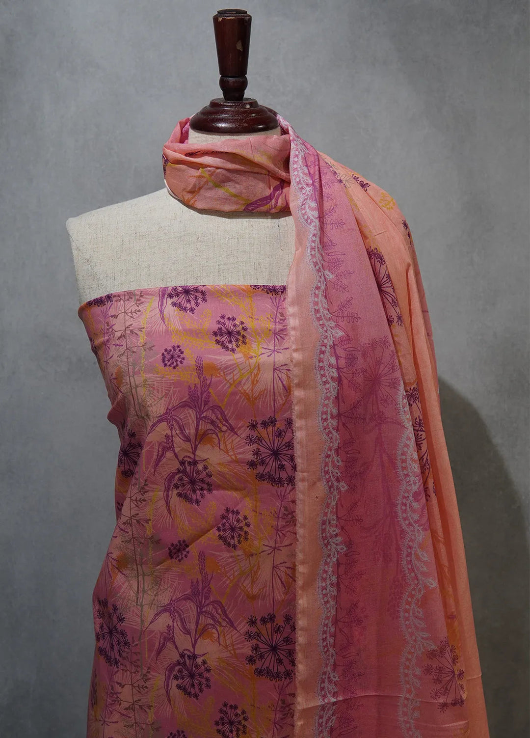 Digital Print By Bin Saeed Printed Lawn Suit Unstitched 3 Piece BN24F Pink - Summer Collection