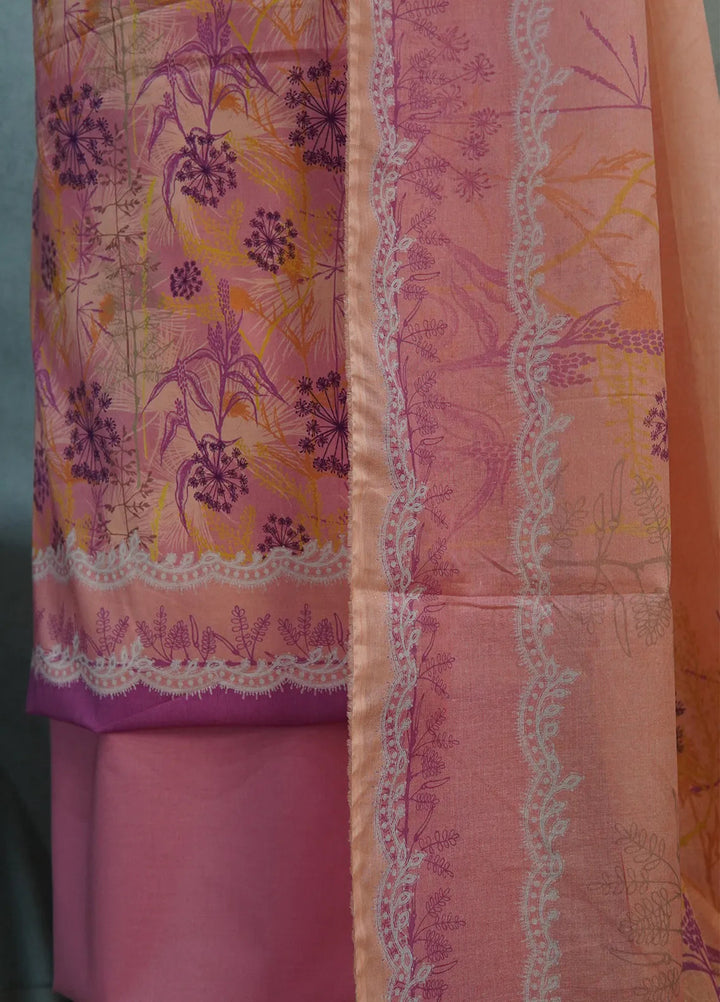 Digital Print By Bin Saeed Printed Lawn Suit Unstitched 3 Piece BN24F Pink - Summer Collection
